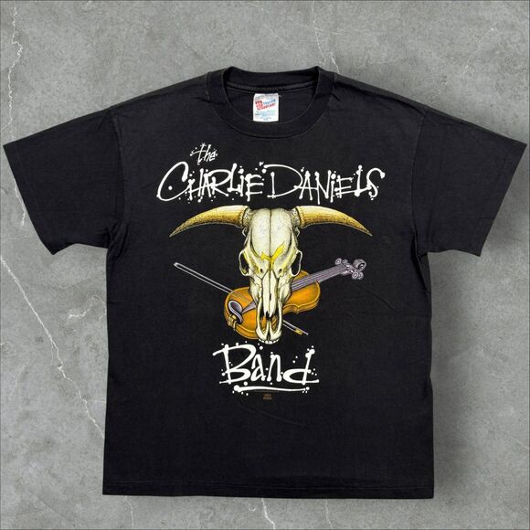 Hanes Other - Vintage 90's Charlie Daniels Signed Autograph Cow Skull Fiddle Shirt - Large